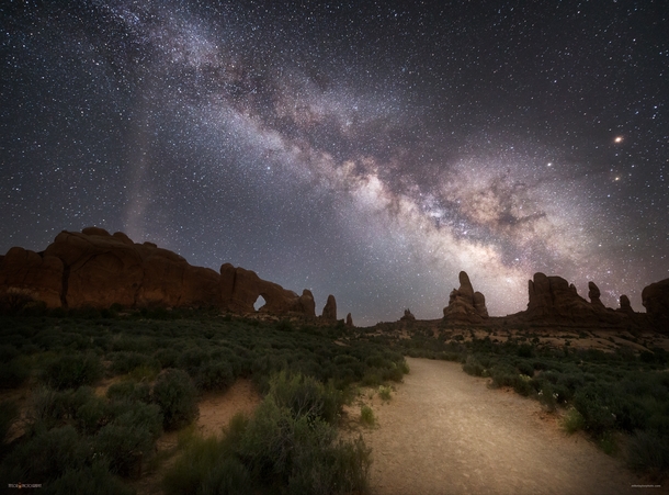Walking to the Windows at Night - Arches National Park Utah 