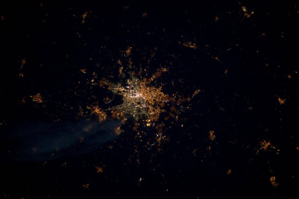 Watching from space you can still see the Berlin Wall by the different color of the lanterns 