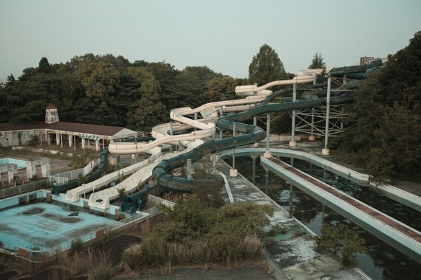 Water slide complex at an abandoned theme park in Japan 