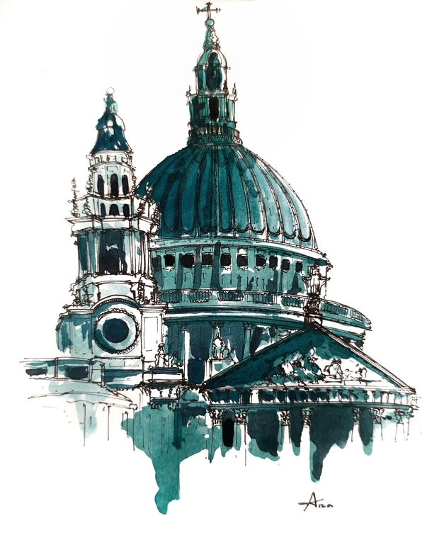 Watercolor Illustration of St Pauls Cathedral London