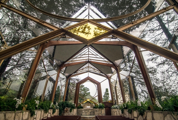 Wayfarers Chapel The Glass Chapel designed by Lloyd Wright - Long Beach CA 