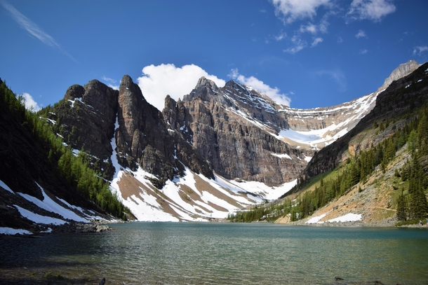 We see a lot of Lake Louise and Moraine lake but if you get out of the car and walk an hour you can get to Lake Agnes in the same region Go Alberta 