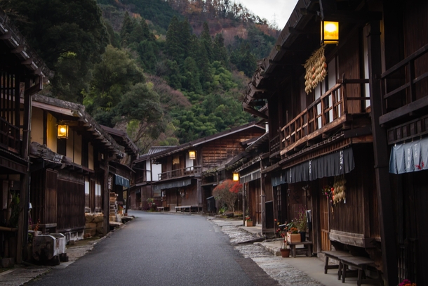 Well preserved Edo period houses at post town Tsumago in Kiso Valley Japan
