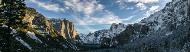 Went to Yosemite in the winter for the first time and took this panorama 