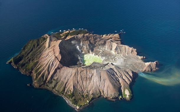 White Island used to house a sulphur mining operation until part of the crater collapsed killing  workers in   Photo by David Wall x-post rNZphotos