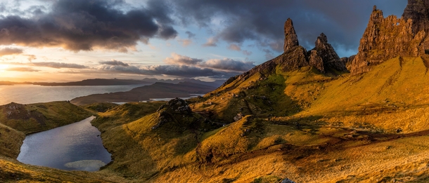 Windy autumn morning on the old man Isle Of Skye Scotland 