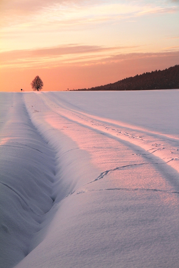Winter road in Bavaria Germany 