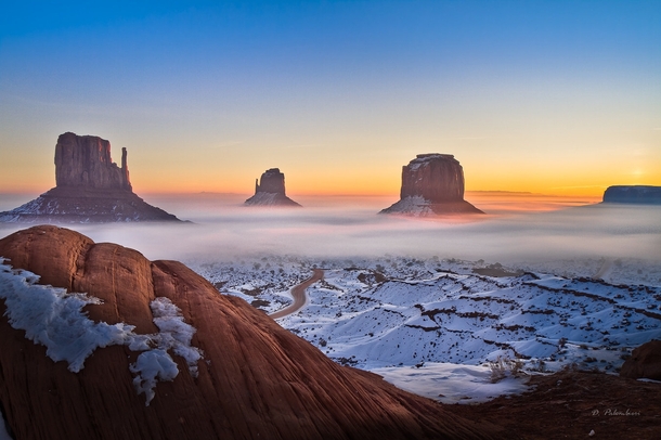 Winter Sunrise over Monument Valley Utah  by Dominique Palombieri