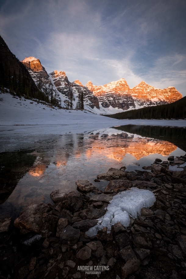 Winters grip is slipping Moraine Lake AB Canada 