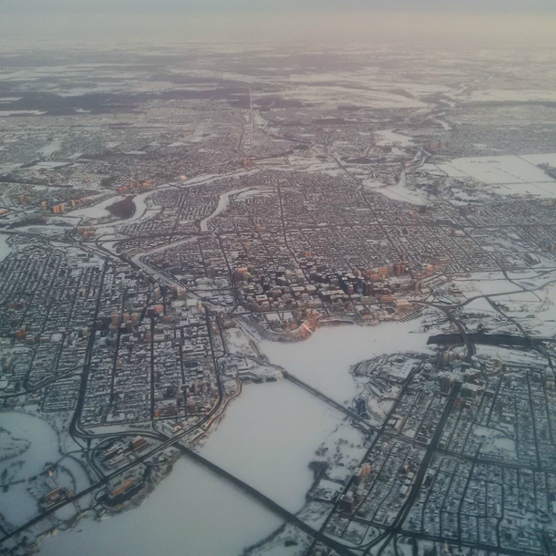 Wintery Ottawa from the air 