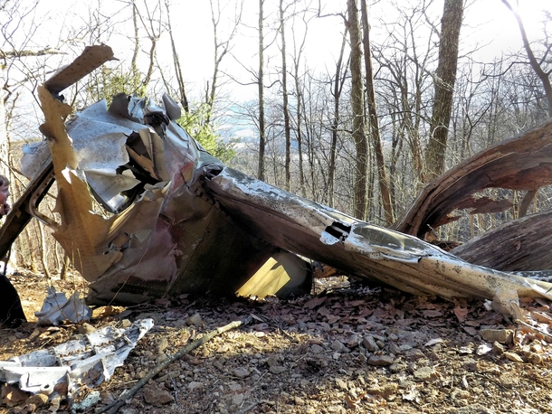 Wreckage of a B- Mitchell Bomber plane crashed in the Virginian mountains in  