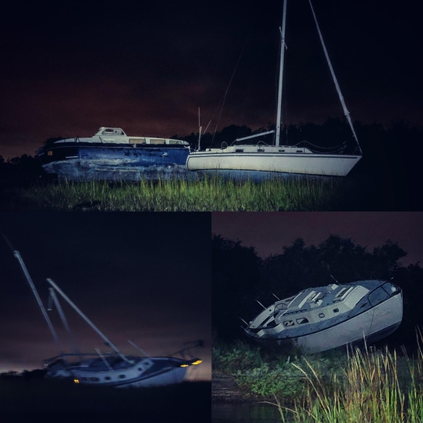 Wrecked and abandoned boats Masonboro Island NC