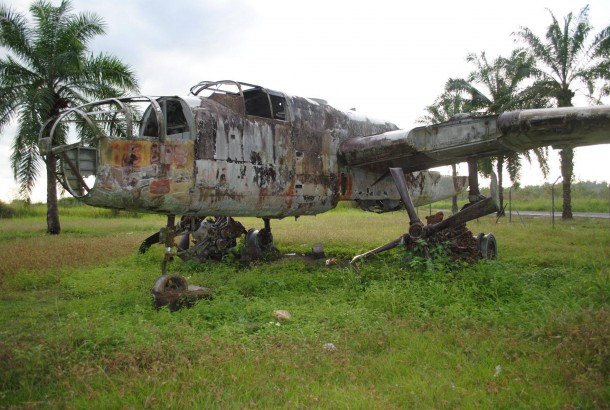 WWII plane left at an airfield - Popondetta Papua New Guinea 