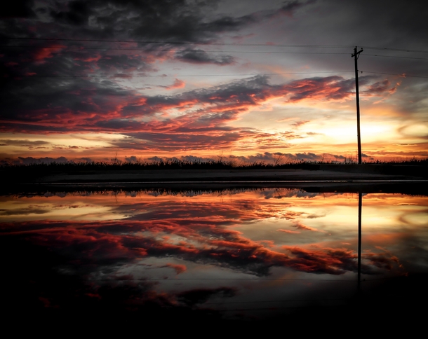 Yo Dawg I heard you like sunsets So I took a picture of the sunset reflecting a sunset up at the sunset Southside Oklahoma City Oklahoma 