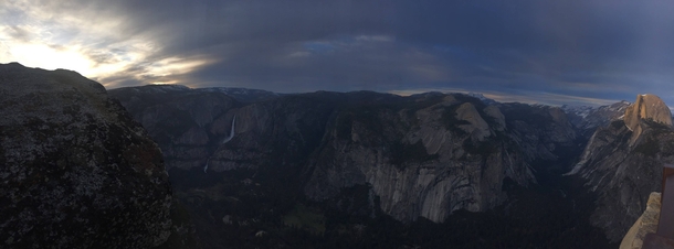Yosemite Falls and Half Dome at Sunset 