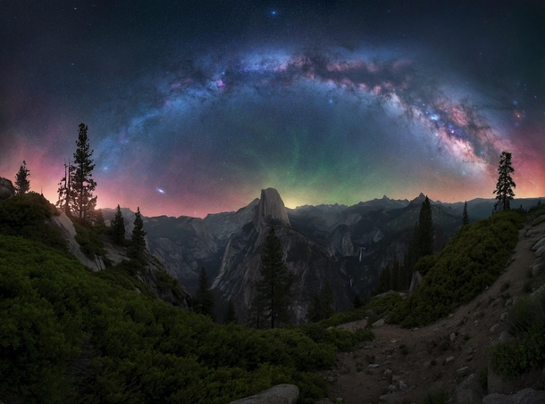 Yosemite National Park California full Milky Way Panorama 