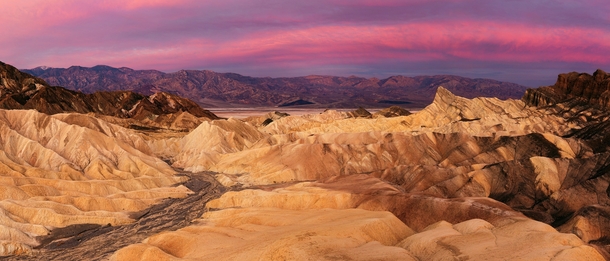 Zabriskie Sunrise Panorama Saturday morning at by Death Valley National Park USA by Phil Varney 
