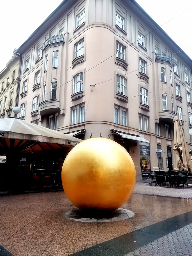 Zagreb has an ambient installation called Nine Views It comprises a scale model of the Solar System The picture shows Sun the bronze sphere around  meters in diameter It s situated in the center of town The system is at scale    so earth model is  cm in s