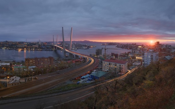 Zolotoy Rog Bay Bridge Vladivostok Russia  photo by EGRA xpost rbridgeporn