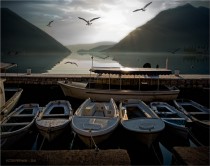  Boats in Kotor Yugoslavia by Victor Peryakin