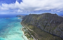  Mountains Meet Ocean - Another shot from the helicopter over Oahu Hawaii 