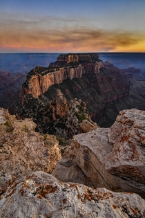  North Rim of the Grand Canyon with a Forest fire making the sunset one of a kind Dim x