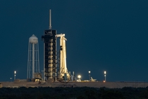 SpaceX Crew Dragon waits on the pad ahead of its first demo flight