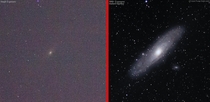  vs  I couldnt afford a Telescope or a Tracker so I spent  nights taking over  Exposures of the Andromeda Galaxy using just an entry-level camera from a fairly light polluted city in Central India Merged them together using a technique called Stacking and