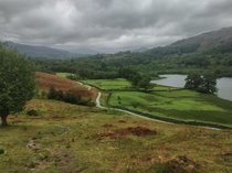  x Landscape during quite a wet day at Rydal Water Lake District UK