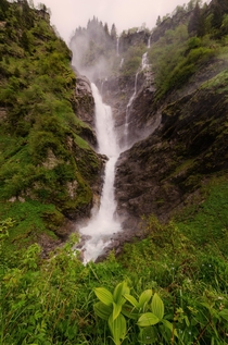  x Steamy waterfall in a hidden valley in Switzerland It took all my braveness to get there for this shot Would recommend 