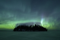 A aural crown over King Island Waskesiu Lake Prince Albert National Park Saskatchewan Canada cmatwishphoto