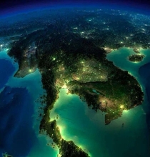 A beautiful birds eye view of Thailand at night x