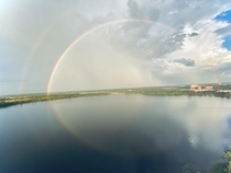A beautiful rainbow made almost a complete circle over Lake Bryan FL OC