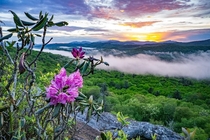 A beautiful spring sunset from the Blue Ridge Parkway NC USA 