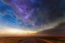 A beautiful storm over a Texan road 