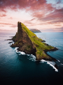 A beautiful sunrise looking towards the magnificent Tindholmur Faroe Islands  IG dom_reardon_photo