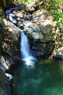 A beautiful waterfall in Costa Ricas rain forest  x