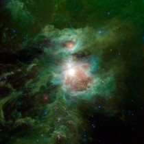A Beautiful Wide-field Infrared Survey Explorer image of the Orion nebula 