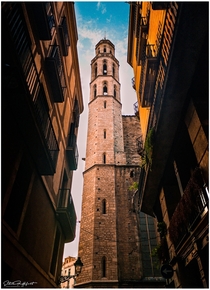 A bell tower in Barcelona Spain