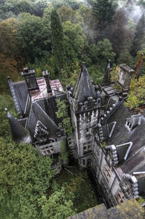 A birds eye view of an abandoned castle  Photographed by Bousure