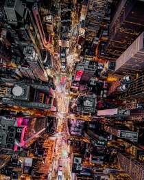 A birds eye view of Times Square NYC  by aivisuals