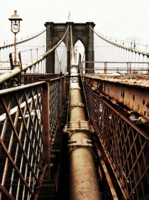 A Brooklyn Bridge suspension cable - East River NYC 