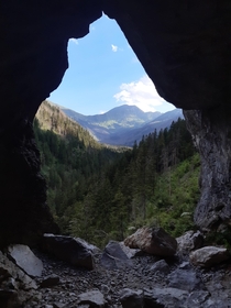 A cave window with a wiev Kocieliska Valley Poland  x