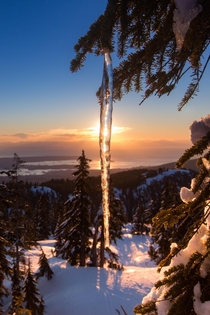A chilly sunset on Seymour mountain in Vancouver BC 