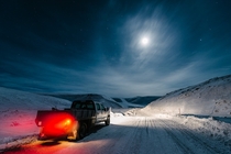 A cold and snowy road in Chukotka Russia 