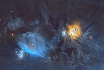 A cold view at the Orion Nebula region taken with a small telescope from the city