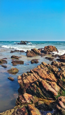 A colourful rocky beach side in Visakhapatnam India 