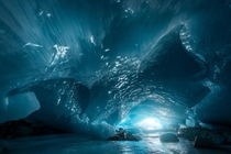 A cool ice cave in the Coast Mountains of British Columbia Canada 