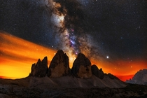 A cool night in the Dolomites Tre Cimes 