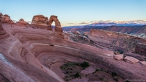 A different perspective of Delicate Arch Arches National Park in Moab Utah 